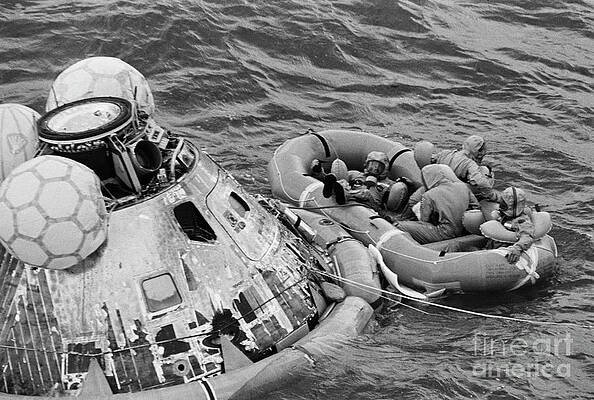 Wall Art - Photograph - Apollo 11 Astronauts In Raft By Command by Bettmann