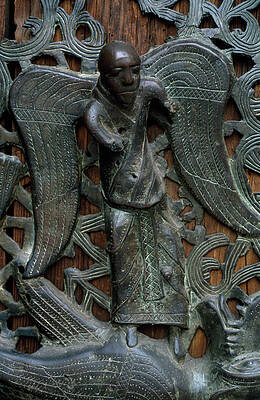 Wall Art - Painting - Archangel (detail Of Doors) by Artist Unknown