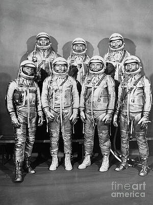 Wall Art - Photograph - Astronaut Members Of Project Mercury by Bettmann