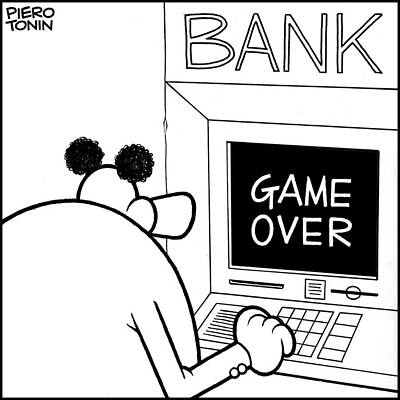 Wall Art - Drawing - Atm Machine Goes 'game by Piero Tonin