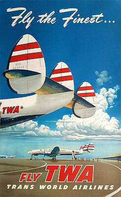 TIN SIGN TWA Trans World Airlines Aviation Metal Wall Décor Shop Store A747 