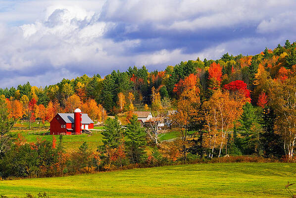Wall Art - Digital Art - Barn & Trees With Colorful Foliage by Pietro Canali