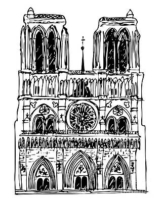 Notre Dame de Paris cathedral France Hand drawing vector illustration  isolated on white background Stock Vector Image  Art  Alamy