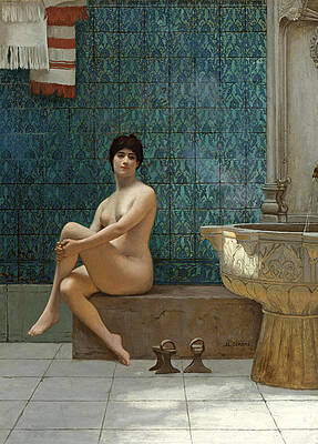 Bather at the Brousse Pool Print by Jean-Leon Gerome