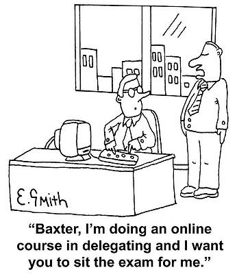 Wall Art - Drawing - Baxter, I'm Doing An Online Course In Delegating And I Want by Edward Smith