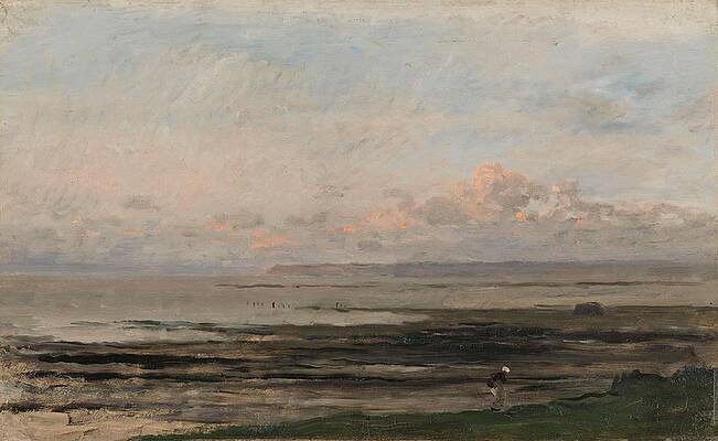 Wall Art - Painting - Beach at Ebb Tide. A Beach at Ebb Tide. by Charles-Francois Daubigny