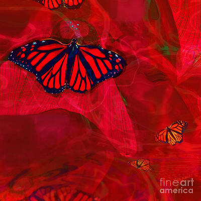 Wall Art - Mixed Media - Strong and Fragile in Red by Zsanan Studio
