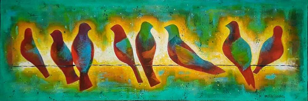 Birds On A Wire Painting By Michelle Dickinson