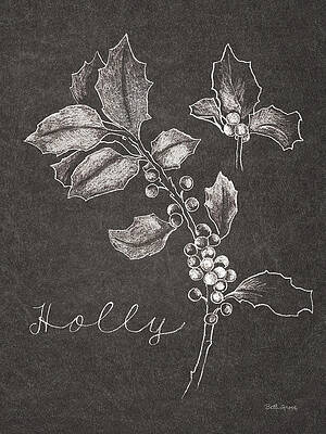 Wall Art - Mixed Media - Black And White Chalkboard Christmas II by Beth Grove
