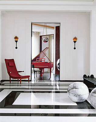 Wall Art - Photograph - A Black, White, And Red Paris Apartment by Marina Faust