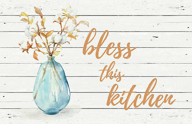 Wall Art - Painting - Bless This Kitchen (blue Vase) by Lanie Loreth