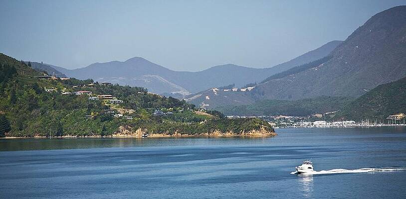 Boat On Water, Queen Charlotte Sound Print by Design Pics / John Doornkamp