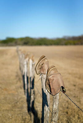 Boots On Fence Print by Austinartist