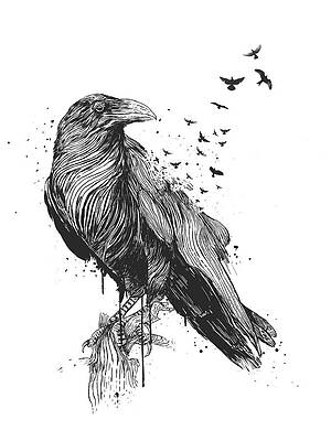 Singing bird on a tree branch. Ink black and... - Stock Illustration  [69766285] - PIXTA