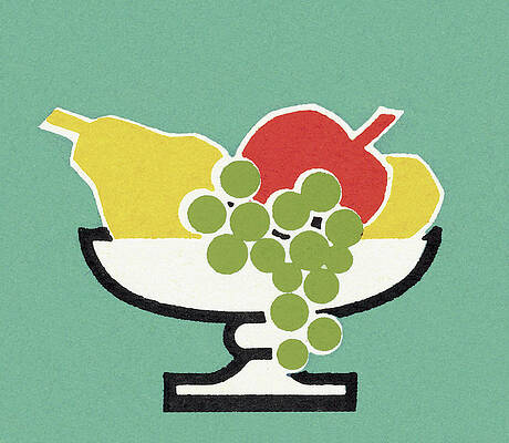 Wall Art - Drawing - Bowl of Fruit by CSA Images