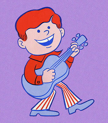 Wall Art - Drawing - Boy Playing Guitar by CSA Images