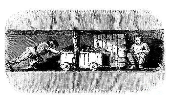 Wall Art - Drawing - Boy Pushing A Truck Loaded With Coal by Print Collector
