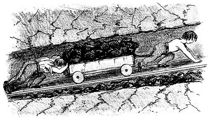 Wall Art - Drawing - Boy Putters Moving Coal In A Narrow by Print Collector
