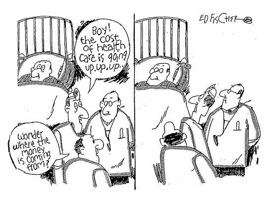 Wall Art - Drawing - Boy The Cost Of Health Care Is Going Up, Up by Ed Fischer