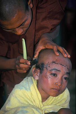 Wall Art - Photograph - Buddhist Shaving Ceremony by Myriam Leplat