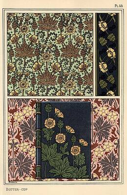 Wall Art - Drawing - Buttercup in art nouveau patterns for wallpapers and a book binding. Lithograph by A. Poidevin. by Album