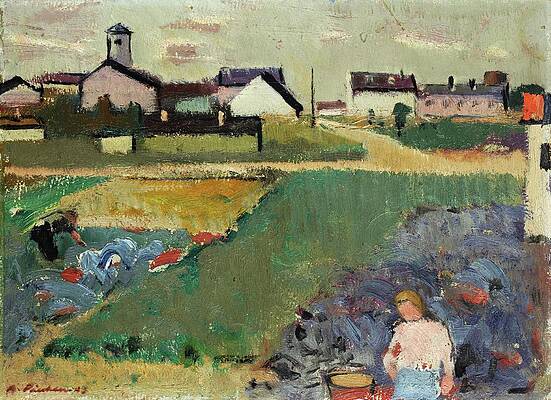 Wall Art - Painting - Cabbage Field In Front Of A Village by Arnold Fiechter