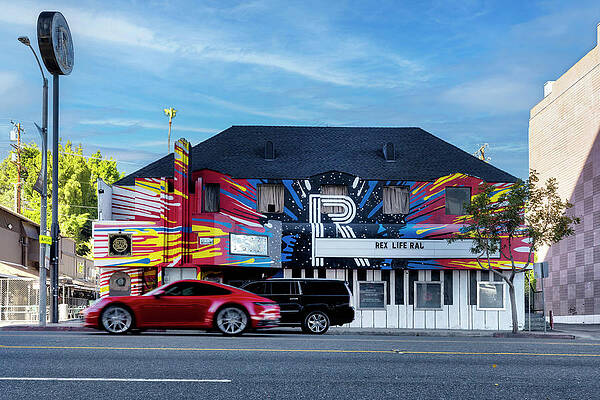 Facade Wall Art featuring the digital art California, West Hollywood, The Roxy Theater by Claudia Uripos