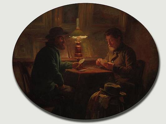 Wall Art - Painting - Card Game At le Pere Martin by Adolphe-felix Cals