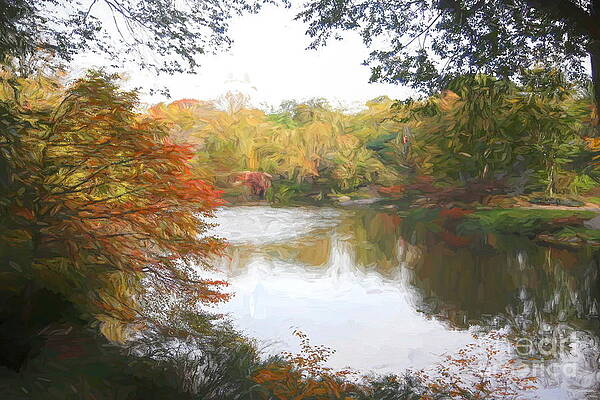Wall Art - Photograph - Central Park Lake Fall Season  by Chuck Kuhn