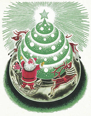 Wall Art - Drawing - Christmas Carousel by CSA Images