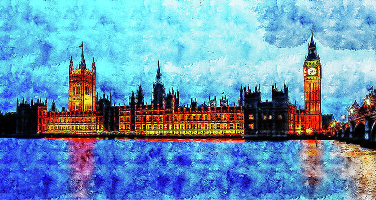 Designart TAP7765-39-32  Big Ben UK and House of Parliament Cityscape Photo Blanket Décor Art for Home and Office Wall Tapestry Medium 39 x 32 Created On Lightweight Polyester Fabric