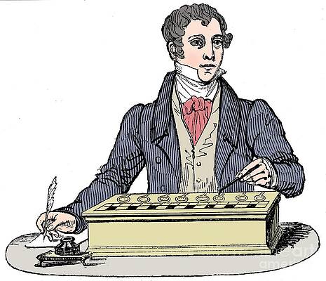 Wall Art - Drawing - Clerk Using A Pascal Adding Machine by Print Collector