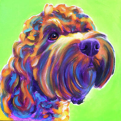 Cockapoo Dog Colourful Giclee Art Print Signed Watercolour Painting by Wildlife Artist Sandi Mower Limited Edition Print Pet Portrait