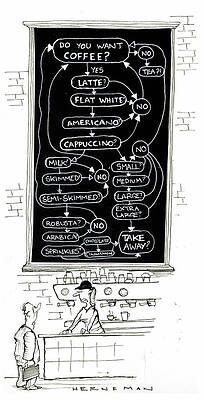 Wall Art - Drawing - Coffee Shop Menu Flow Chart by Russel Herneman