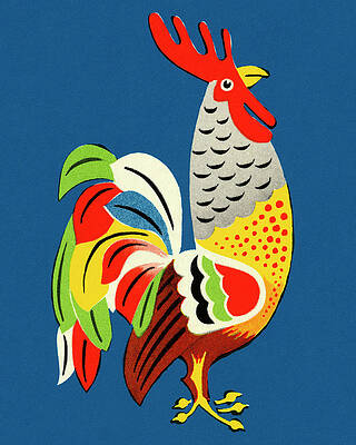 Wall Art - Drawing - Colorful Rooster by CSA Images