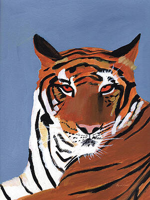  White Tiger Line Drawing Polygon Stripes Pattern Artwork Framed  A3 Wall Art Print: Posters & Prints