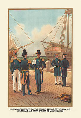 Wall Art - Painting - Commander, Captain and Lieutenant of the Navy and Lieutenant and Staff Officer of the Marines, 1840 by Werner