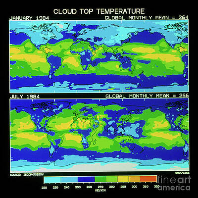 Wall Art - Photograph - Computer Map Of Global Cloud-top Temperature by Science Photo Library