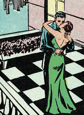 Wall Art - Drawing - Couple Dancing on a Patio by CSA Images