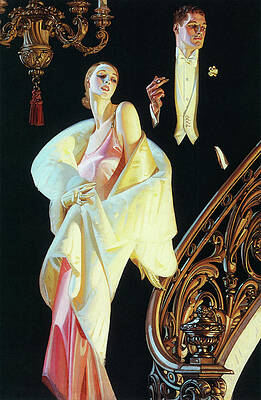 Couple going down the stairs - Digital Remastered Edition by Joseph Christian Leyendecker Couple going down the stairs - Digital Remastered Edition by Joseph Christian Leyendecker