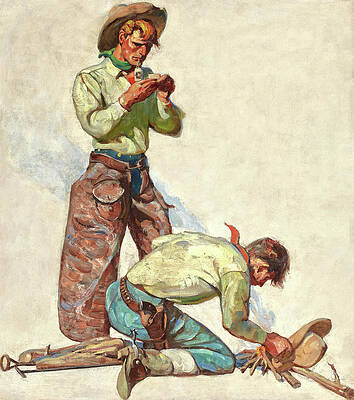 Wall Art - Painting - Cowboy Campfire by Arthur Mitchell