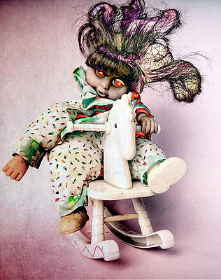 scary doll on rocking horse