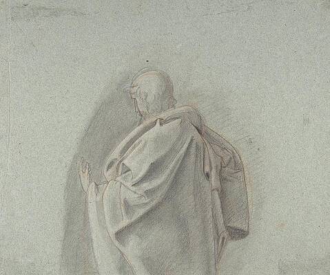 Wall Art - Drawing - Cropped Study Of A Standing Man In A Cloak by Ludwig Ferdinand Schnorr Von Carolsfeld