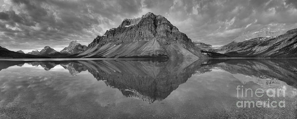 Wall Art - Photograph - Crowfoot Mountain Sunrise Reflections Black And White by Adam Jewell
