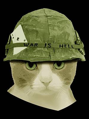 Wall Art - Digital Art - Cute War Is Hell Army Cat by Filip Schpindel
