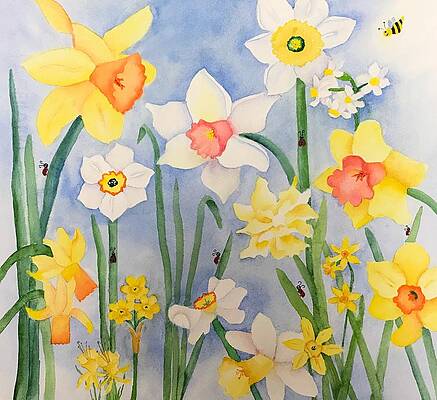 Daffodils Painting Narcissus Wall Art Original Art Jonquil Painting Soft Pastel