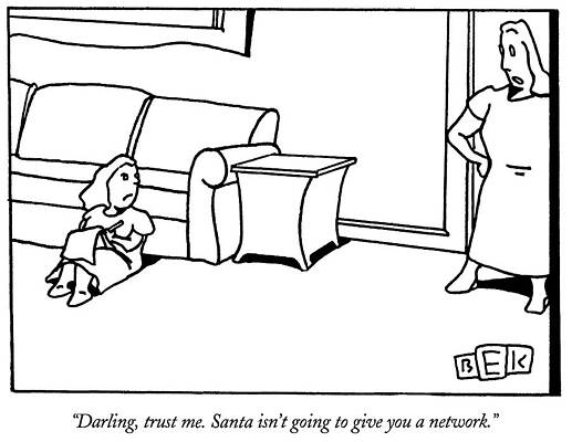 Wall Art - Drawing - Darling, Trust Me. Santa Isn't Going To Give You A Network by Bruce Kaplan