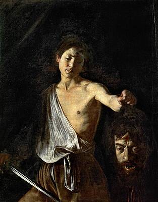 Wall Art - Painting - David with the head of Goliath, c.1605-1610, oil on canvas, 125 cm x 100cm. CARAVAGGIO. by Caravaggio -c 1570-1610-