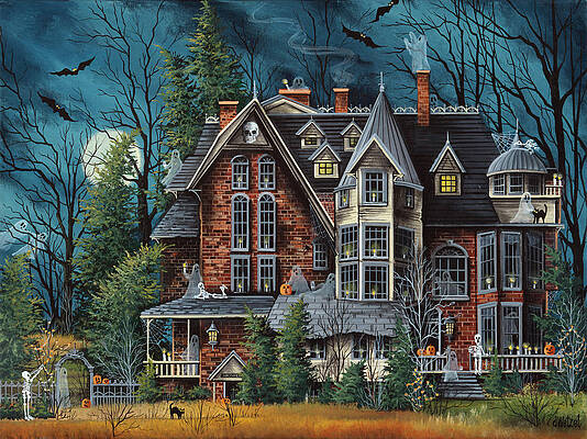 Wall Art - Painting - Decorating The Haunted House by Debbi Wetzel