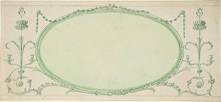 Wall Art - Drawing - Design For A Mirror In The Form Of A Horizontal Oval by James Wyatt